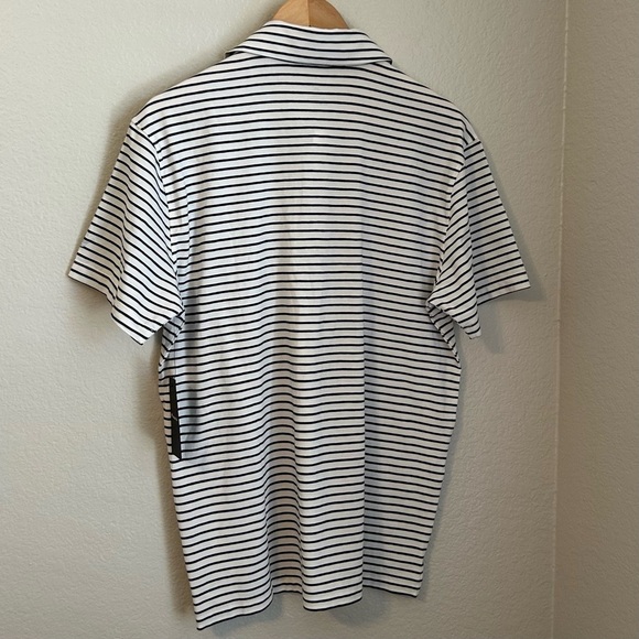 NWT, Fabletics Mens The 24/7 Breathable Polo in Deep Navy Shorline Stripe, Large - Picture 8 of 8